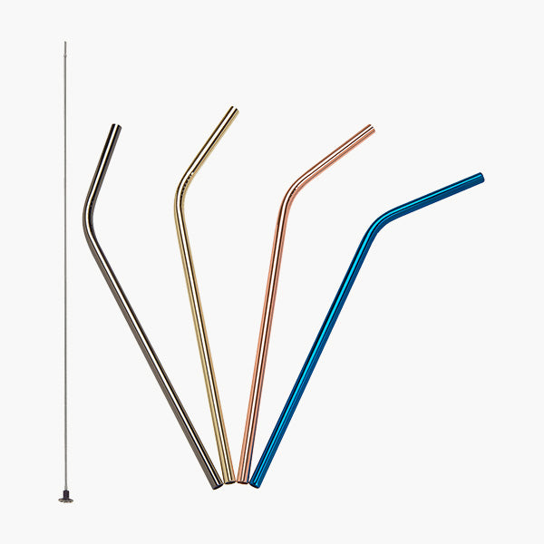 Sugerør rustfrit stål med knæk 21,5 cm. (4 stk.)