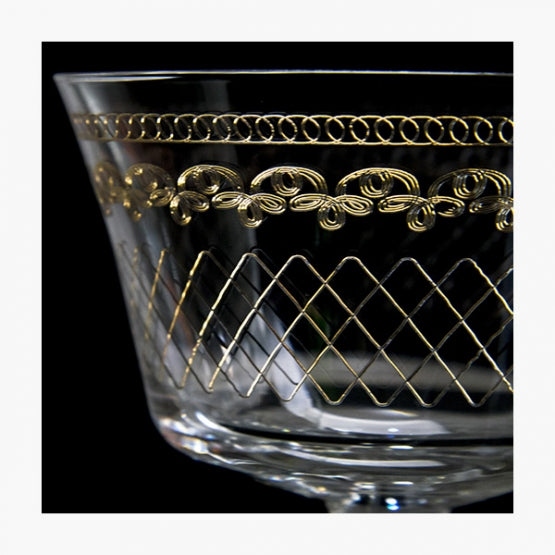 Retro Fizz 1910 Cocktailglas 20 cl. – med guldmønster (6 stk.)