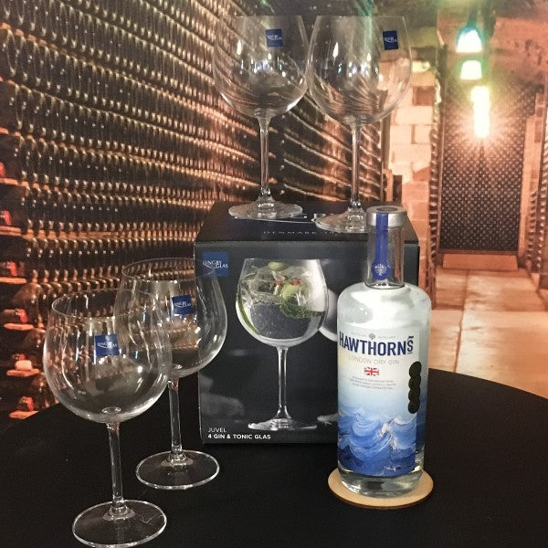 Sampak – Hawthorns London Dry Gin og 4 Lyngby Gin Glas